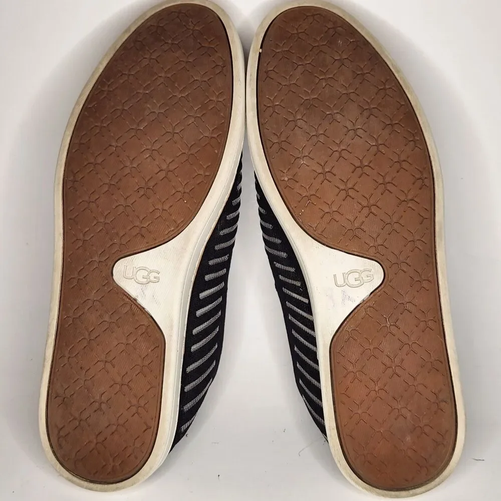 UGG Sammy Breeze Slip‎ On Sneaker Womens 7.5 Black Sheer Striped Stretchy